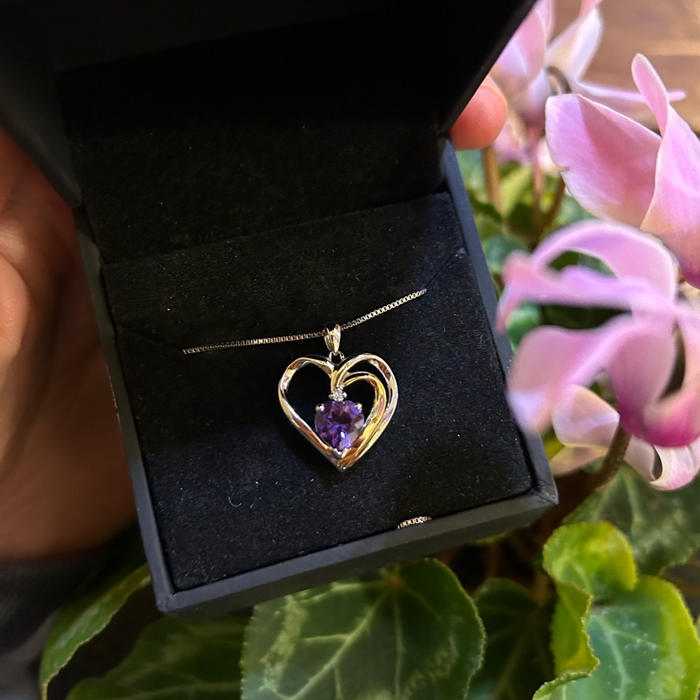 KAY Amethyst Diamond Accent Birthstone Necklace